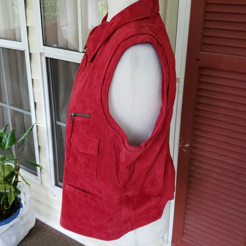 SAGUARO Vintage Women's Red Suede Zipper Western‎ Vest